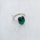 Malachite Oval Silver Ring