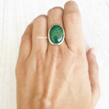 Malachite Oval Silver Ring