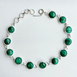 Malachite Round Silver Bracelet