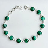 Malachite Round Silver Bracelet