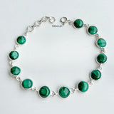 Malachite Round Silver Bracelet