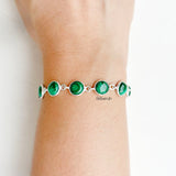 Malachite Round Silver Bracelet