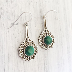 Malachite Silver Dangle Earring