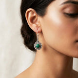 Malachite silver earrings India round design