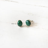 Malachite Silver Oval Stud
