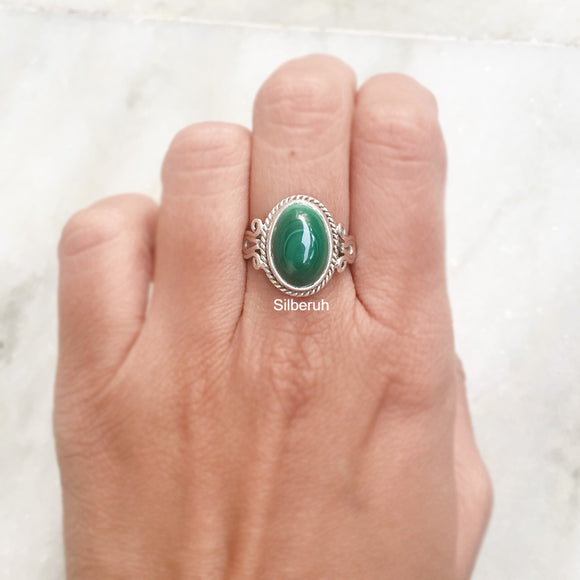 Malachite Silver Swirl Ring