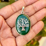 925 sterling silver Tree of Life pendant with Malachite