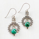 Malachite Tribal Silver Earring