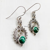 Malachite Tribal Silver Earring