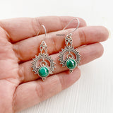 Malachite Tribal Silver Earring