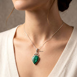 Handmade sterling silver pendant featuring natural Malachite stone