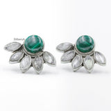 Malachite & Rainbow Moonstone Stud Silver Earring