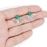 Malachite & Rainbow Moonstone Stud Silver Earring