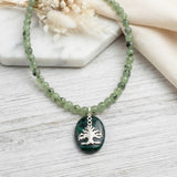 Malachite & Prehnite Tree Silver Necklace