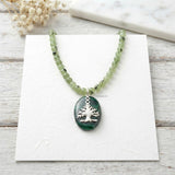 Malachite & Prehnite Tree Silver Necklace