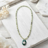 Malachite & Prehnite Tree Silver Necklace