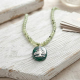 Malachite & Prehnite Tree Silver Necklace