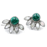 Malachite & Rainbow Moonstone Stud Silver Earring