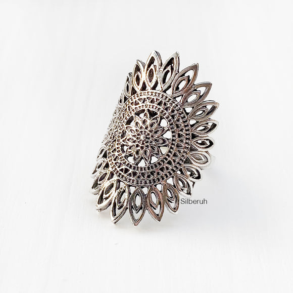 Mandala Silver Ring