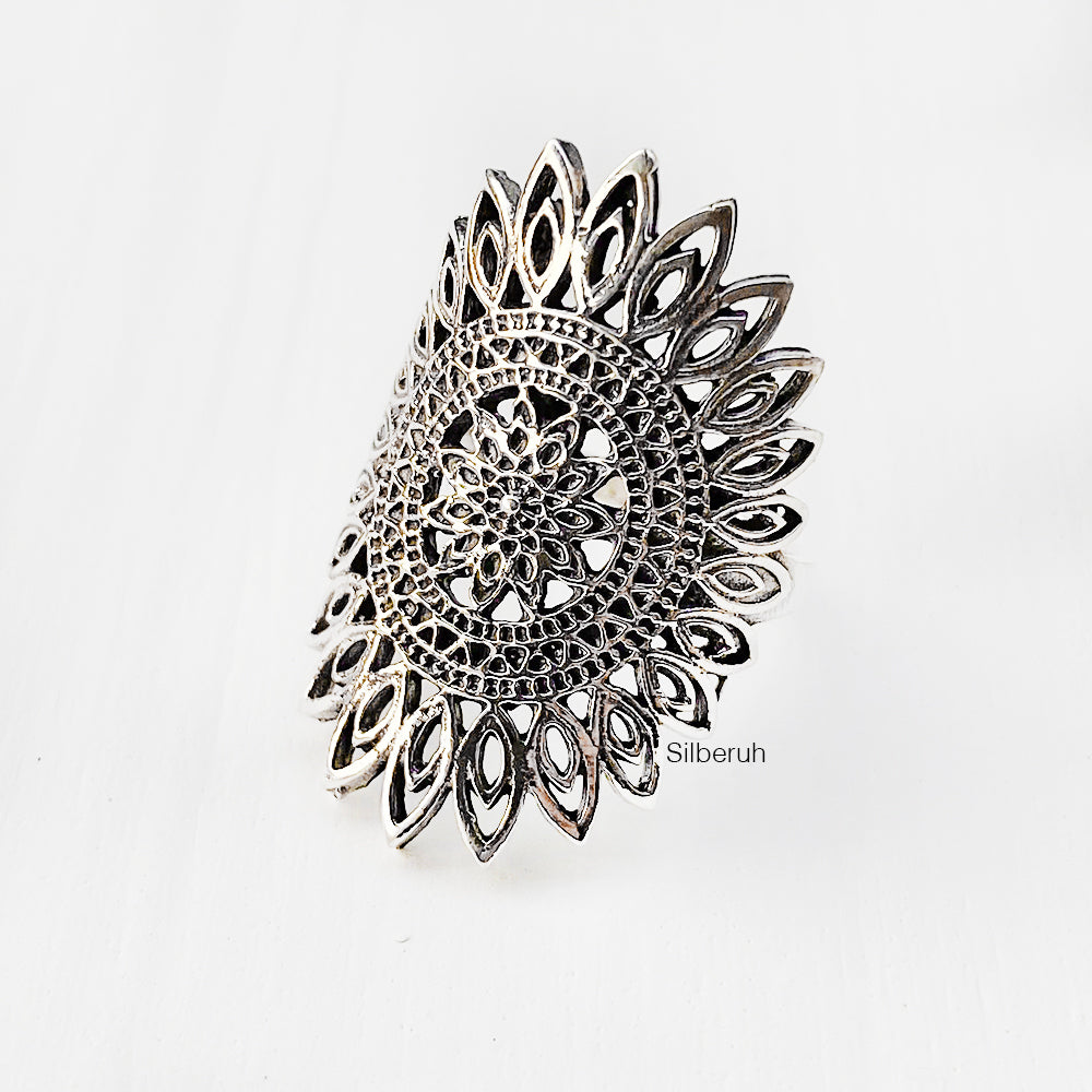 Mandala Silver Ring