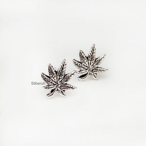 Marijuana Leaf Silver Stud