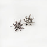 Marijuana Leaf Silver Stud