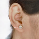 Marijuana Leaf Silver Stud