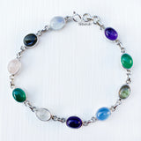 Mixed Gems Silver Bracelet