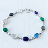 Mixed Gems Silver Bracelet