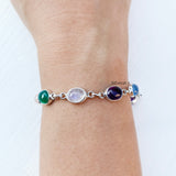 Mixed Gems Silver Bracelet