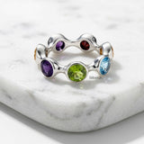 multi gemstone silver thumb ring 925 India