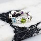 925 silver statement ring multi stones