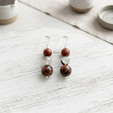 Mookaite Jasper, Rutile & Mahogany Obsidian Silver Earring