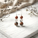 Mookaite Jasper, Rutile & Mahogany Obsidian Silver Earring