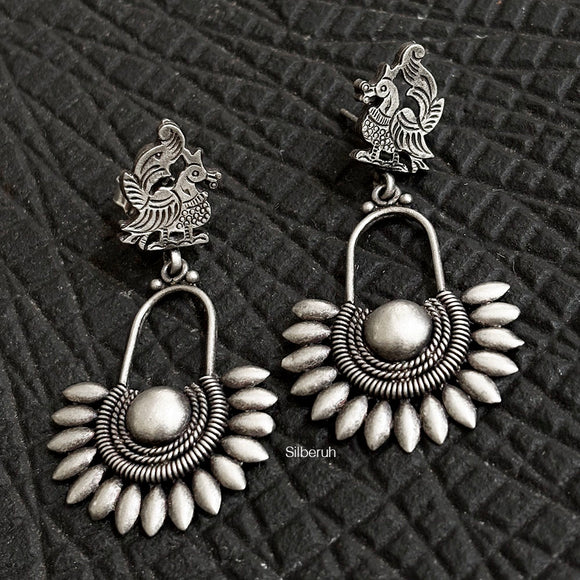Mor Pankh Silver Earring