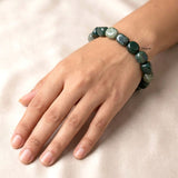 Genuine Moss Agate gemstone bracelet with earthy green tumble beads
