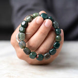 Natural Moss Agate tumble beaded stretch bracelet handcrafted for everyday wear