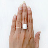 Mother Of Pearl Rectangular Silver Ring