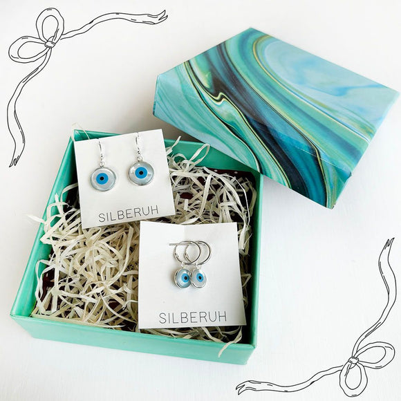 Mother of Pearl Evil Eye Silver Gift Set