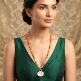 Mother of Pearl Carnelian & Aventurine Silver Necklace