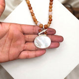 Mother of Pearl Carnelian & Aventurine Silver Necklace