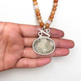 Mother of Pearl Carnelian & Aventurine Silver Necklace