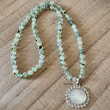 Mother of Pearl Prehnite 925 Sterling Silver Necklace