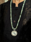 Natural Prehnite Gemstone Silver Necklace