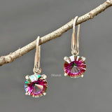 925 silver Mystic Topaz earrings round design in 92.5 sterling silver