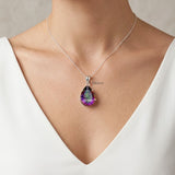 faceted rainbow gemstone pendant sterling silver