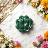 Natural Green Aventurine Charan Paduka gemstone devotional artefact by Silberuh