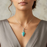 Boho sterling silver Turquoise pendant with moon inspired design