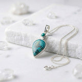 925 Silver Natural Turquoise Chand Pendant handcrafted in sterling silver