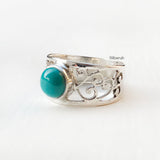 Natural Turquoise Filigree Silver Ring